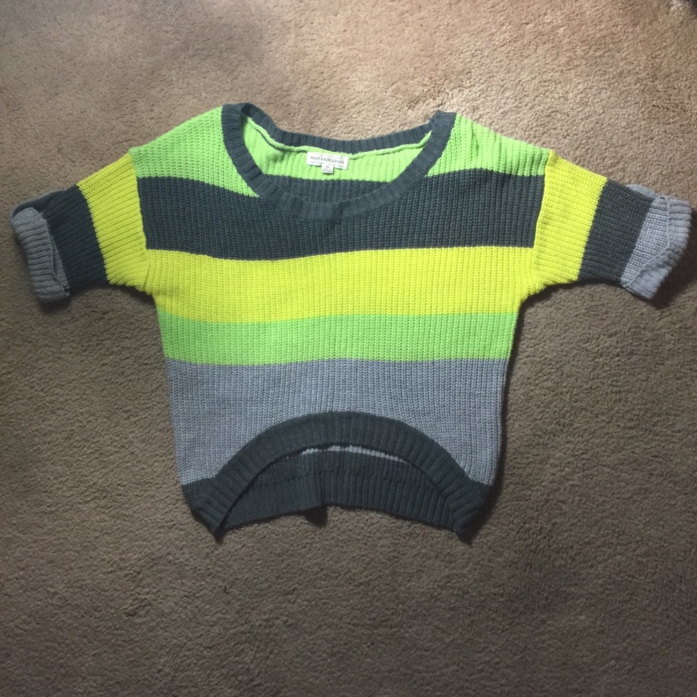 Poof Color Block Crop Knit Sweater